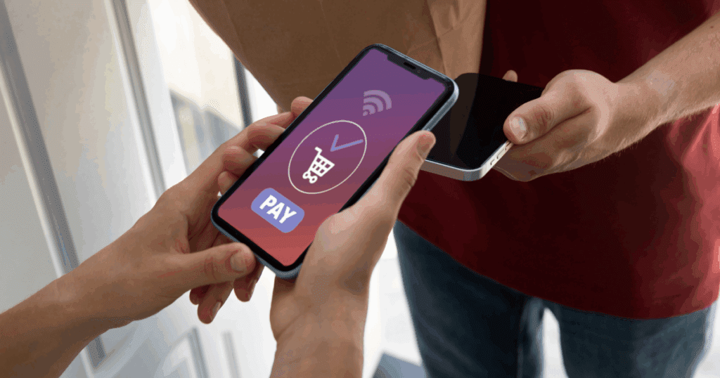 Dubai resident comparing pros and cons of online grocery shopping on mobile app