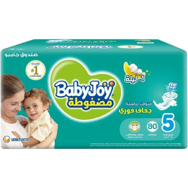 BABY JOY DIAPERS NO 5 ,80 PCS, 14-23 KG