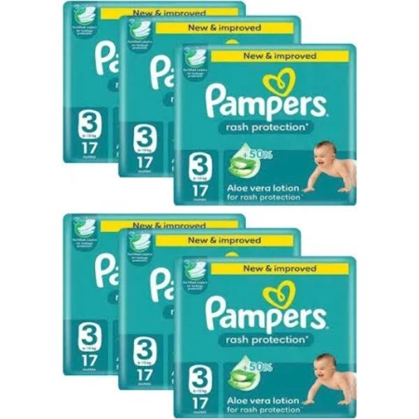 PAMPERS DIAPERS NO 3 ,6-10 KG (Pack of 17)