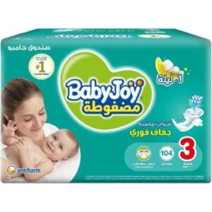 BABY JOY DIAPERS NO  3 , 104 PCS ,6-12KG
